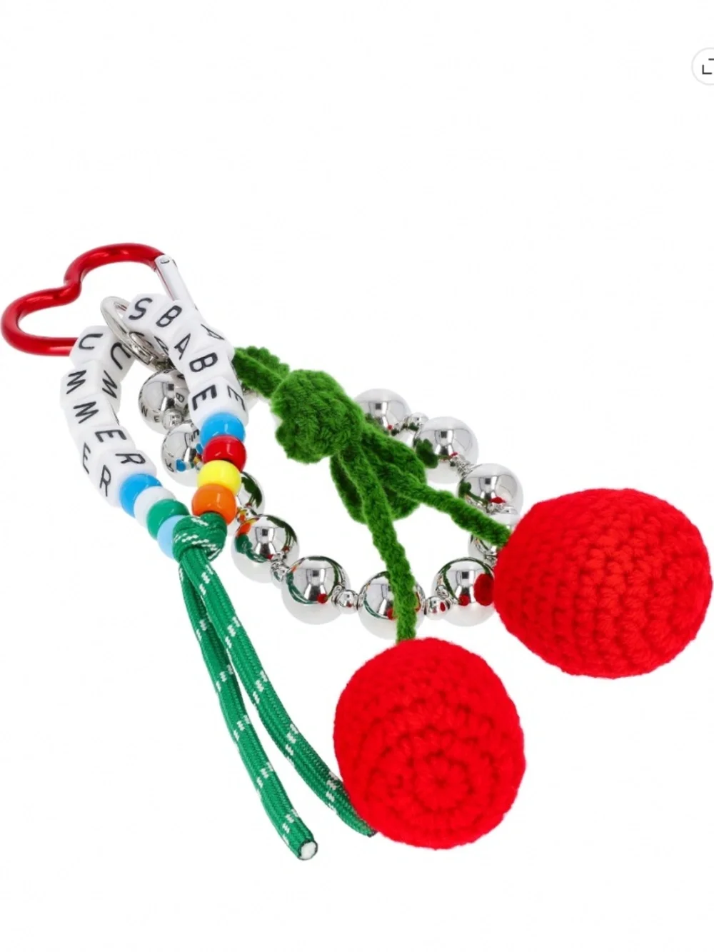 No Boundaries Women's Festival Bag Charm, Red Crochet Cherry